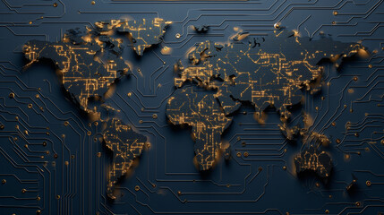 Global Network Circuit Board Map