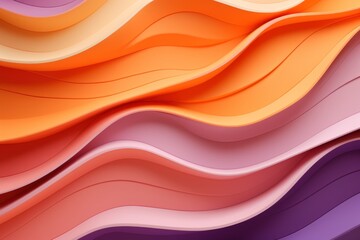 A orange, purple, and green paper wallpaper, in the style of light orange and light mint, colorful curves