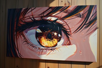 colorful and expressive art piece featuring an eye