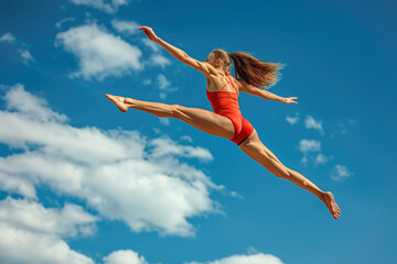 Woman Competing In High Jump, Displaying Athleticism And Determination Outdoors