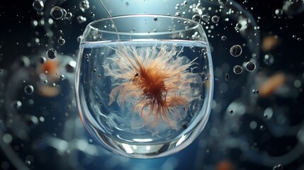 A cosmos view inside a glass of water - Generative AI