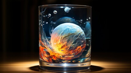 A cosmos view inside a glass of water - Generative AI