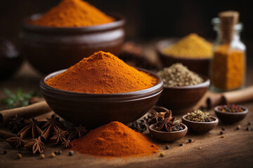 variety of spices in bowls