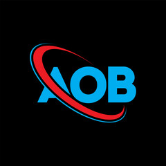 AOB logo. AOB letter. AOB letter logo design. Initials AOB logo linked with circle and uppercase monogram logo. AOB typography for technology, business and real estate brand.