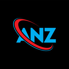 ANZ logo. ANZ letter. ANZ letter logo design. Initials ANZ logo linked with circle and uppercase monogram logo. ANZ typography for technology, business and real estate brand.