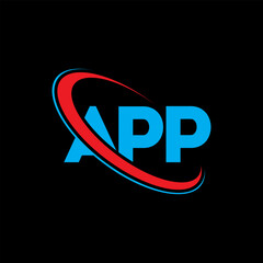 APP logo. APP letter. APP letter logo design. Initials APP logo linked with circle and uppercase monogram logo. APP typography for technology, business and real estate brand.