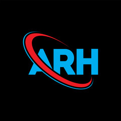 ARH logo. ARH letter. ARH letter logo design. Initials ARH logo linked with circle and uppercase monogram logo. ARH typography for technology, business and real estate brand.