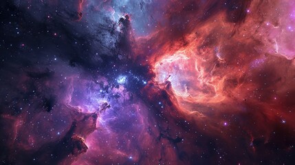 Fototapeta premium Glowing huge nebula with young stars. Space background.