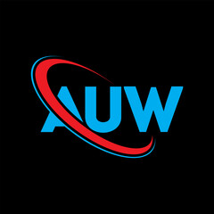 AUW logo. AUW letter. AUW letter logo design. Initials AUW logo linked with circle and uppercase monogram logo. AUW typography for technology, business and real estate brand.