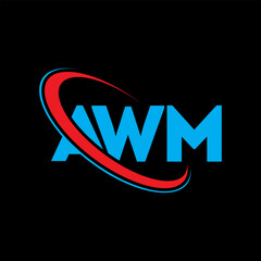 Fototapeta na wymiar AWM logo. AWM letter. AWM letter logo design. Initials AWM logo linked with circle and uppercase monogram logo. AWM typography for technology, business and real estate brand.
