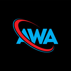 Fototapeta na wymiar AWA logo. AWA letter. AWA letter logo design. Initials AWA logo linked with circle and uppercase monogram logo. AWA typography for technology, business and real estate brand.