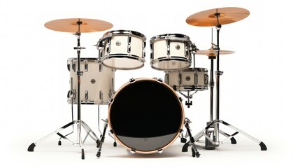 Fototapeta na wymiar Drumb kit with cymbals, isolated image on white background.
