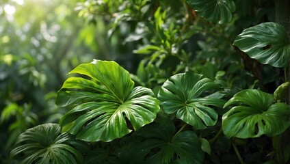 Tropical green leaves background, vibrant, Colorful gradient, hd, 4k, high-quality, highly detailed, photorealistic, RAW, high quality, dynamic lighting, sharp focus, ultra realistic. generative AI