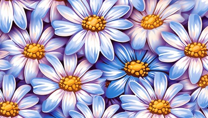 flowers flat pattern with daisies, marshmallow color, daisies and violets