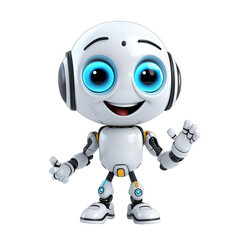 Fototapeta premium Cute helper robot on transparent or white background generative ai