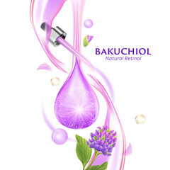 concept of Bakuchio Serum Natural Retinol for Skin Care Cosmetic poster, banner design