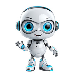 Cute helper robot on transparent or white background generative ai