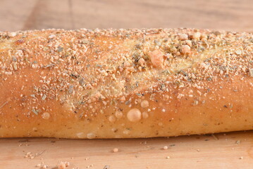 Baked wheat bread with herb seasoning seasoned baguette