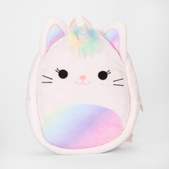 Crossbody Unicorn Messenger Children Bag Storage Wallet Handbag Purse baby girls isolated on a white background. zippered and shoulder straps. canvas school backpack. top view.