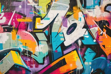 graffiti is abstract with various shapes and lines intermingling to create a visually striking piece