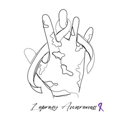 hand drawn line art vector of leprosy day. Spread leprosy awareness and end the stigma around it.
