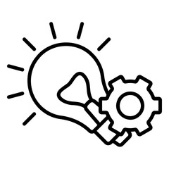 Problem solving icon with light bulb and gears