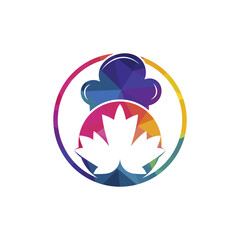 Canadian chef vector logo design template. Maple leaf with chef hat icon logo.
