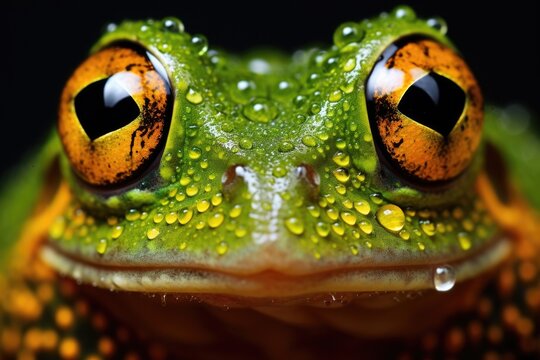 frog on a green leaf