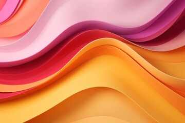 A yellow, orange, and red paper wallpaper, in the style of light magenta and light coral, colorful curves