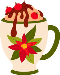 Mug tasty winter drink, eggnog with hot chocolate