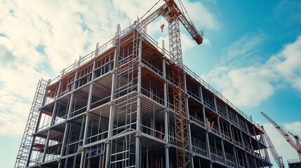 Large Building With Crane on Top