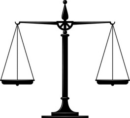 Vintage judicial law balance scale, justice icon