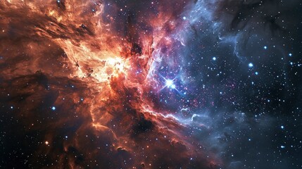 Fototapeta premium Glowing huge nebula with young stars. Space background.