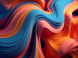 Obraz premium Abstract Painting, Colorful Wave Artwork in Vibrant Hues of the Spectrum