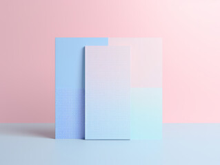 White and Blue Square on Pink and Blue Background