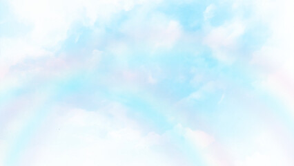 Rainbow blue sky with cloud. fantasy cloudy sky with rainbow blue color , nature abstract background