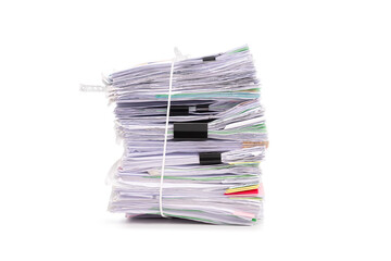 Stack of Documents isolated on white background. Documents pile.