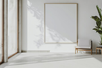 White Room With Plant and Picture Frame