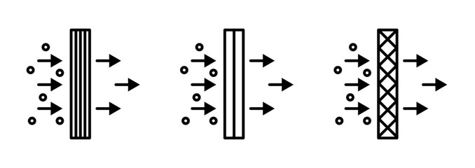 Air Purification Line Icon. Clean air filtration icon in black and white color.