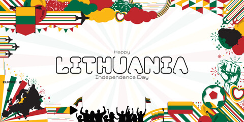 Happy Independence Day of Lithuania, illustration background design, national day
