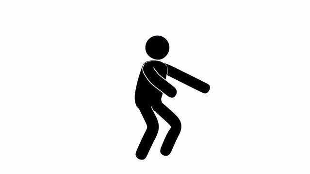 Pictogram man air squats. Stickman workout. Looping animation.