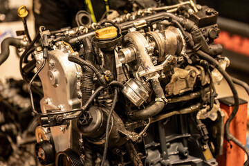 Fototapeta na wymiar Dismantled Car Engine Detail
