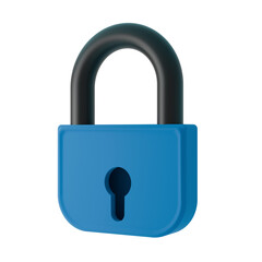 isolated padlock 3d icon, secure symbol, blue lock sign for app. Data security label concept. Defense