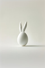 3d mockup in white colour for easter with bunny, copy space