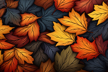 Autumn leaves background AI-generated Image