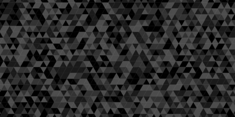 Türaufkleber Abstract Black and gray square triangle tiles pattern mosaic background. Modern seamless geometric dark black pattern low polygon and lines Geometric print composed of triangles. © MdLothfor