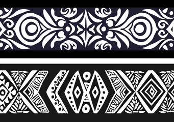 Set of polynesian traditional native design national pattern