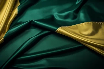 Poster de jardin Brésil Brazilian independence day celebration waving flag on fabric texture background with copy space