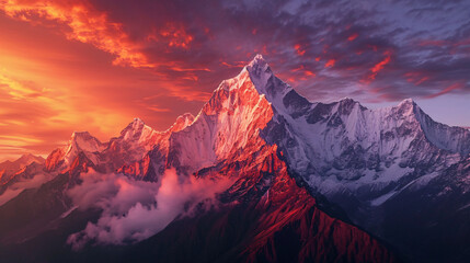 Obraz premium Sunrise at the top of the mountain.