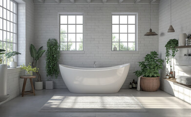 Fototapeta na wymiar bathroom interior design Scandinavian Style Generative AI